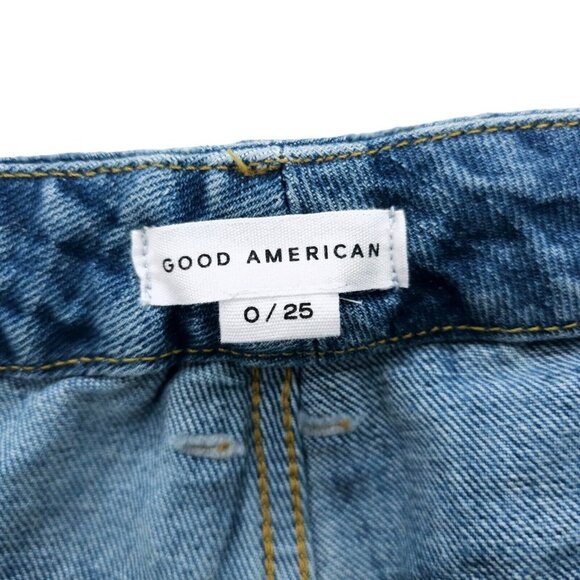 NWT GOOD AMERICAN Good 90s Iconic Baggy Jeans Blue812 Wash Ripped Size 0/25 - Picture 7 of 11